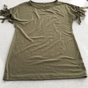 Olive Green Top with frilly sleeves